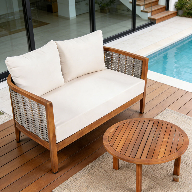 Ensemble de meubles de patio en bois d'acacia P pièces