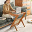 Table de bout en bois massif avec plateau en verre - table d'appoint minimaliste pour le salon, la table basse ou la table d'angle