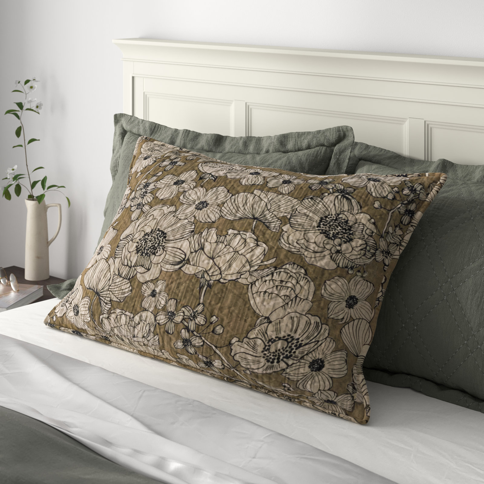 Kimpton Cotton Sham Set, Laurel/Beige, King