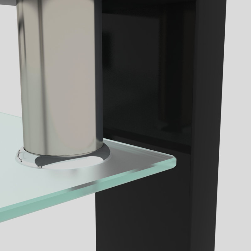 Table basse rectangulaire - verre noir, espace de rangement pour magazines et articles quotidiens, rangement d'apparence simple, look