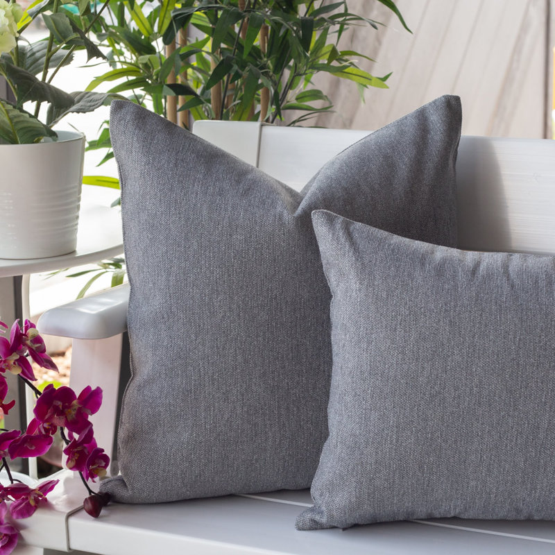 Outdoor Throw Pillow, Silver, 14" H x 20" W