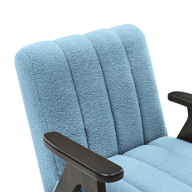 Fauteuil - bleu, rembourrage doux, décor moderne en bois massif avec dossier, Bleu