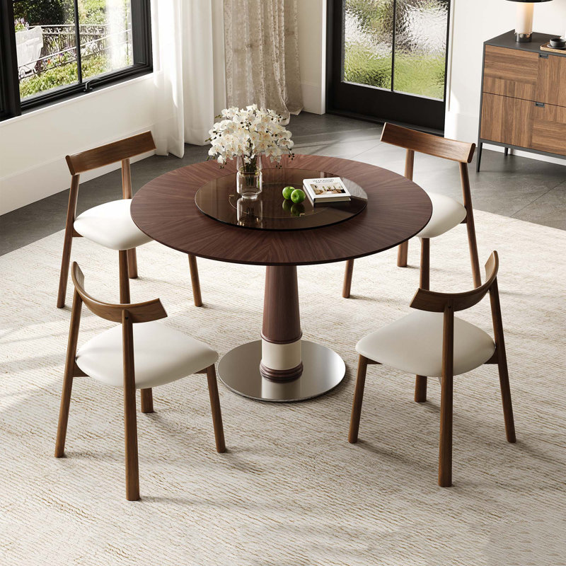 Table de salle à manger en bois massif 47 pouces Retro Kitchen, Ensemble de cinq pièces : table, quatre chaises