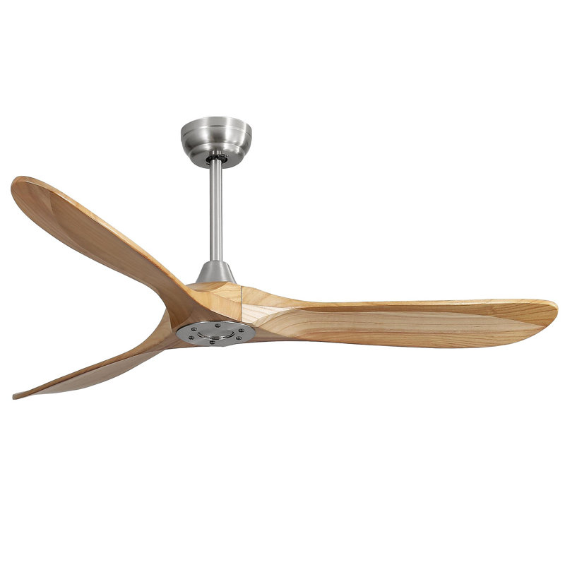 Ventilateur de plafond extérieur 60 po sans lumière 3 pales en bois massif avec télécommande pour moteur à courant continu