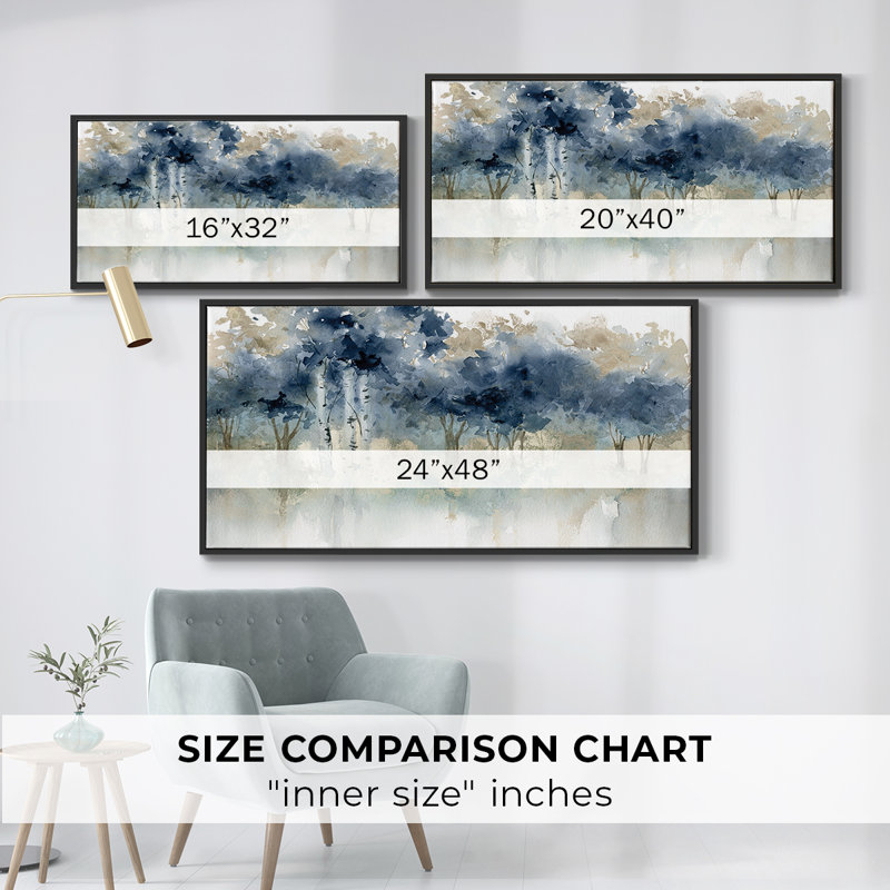 Waters Edge I - Toile tendue avec châssis encadré - Prêt à accrocher, H 25 po x l 49 po, Noir