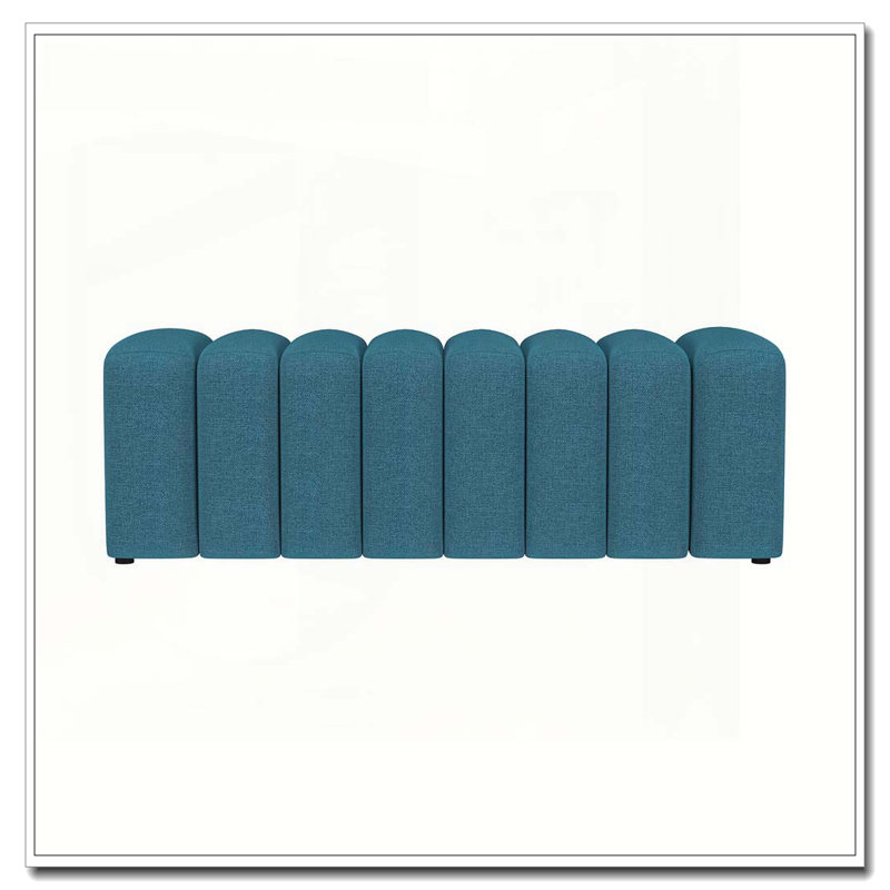 Banc rembourré en tissu capitonné bleu paon, Bleu paon