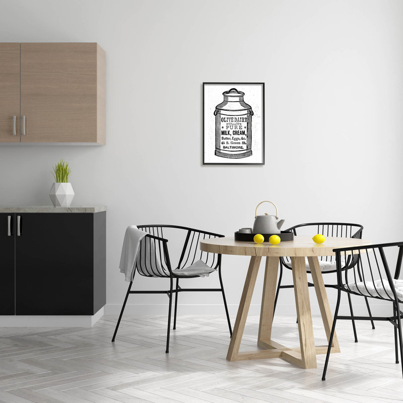 Art rétro «Olive Can Lait Can» par Lil 'Rue, H 20 po x l 16 po x P 1,5 po, Giclée encadrée noir minuit