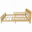Structure de lit en rotin avec lumières DEL et tête de lit avec rangement, lit plateforme avec barrières de sécurité-630515207