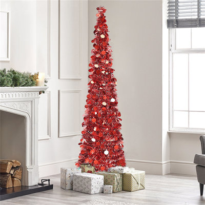 Arbre de Noël en forme de spirale rouge 5 pi H 5 po