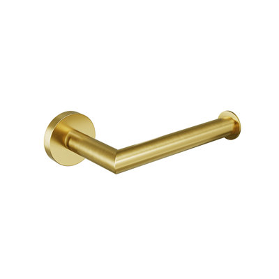 Summit Wall-Mounted Toilet Paper Holder - Brushed Gold (LH Post), Premium Brass Construction, Installation Hardware Included