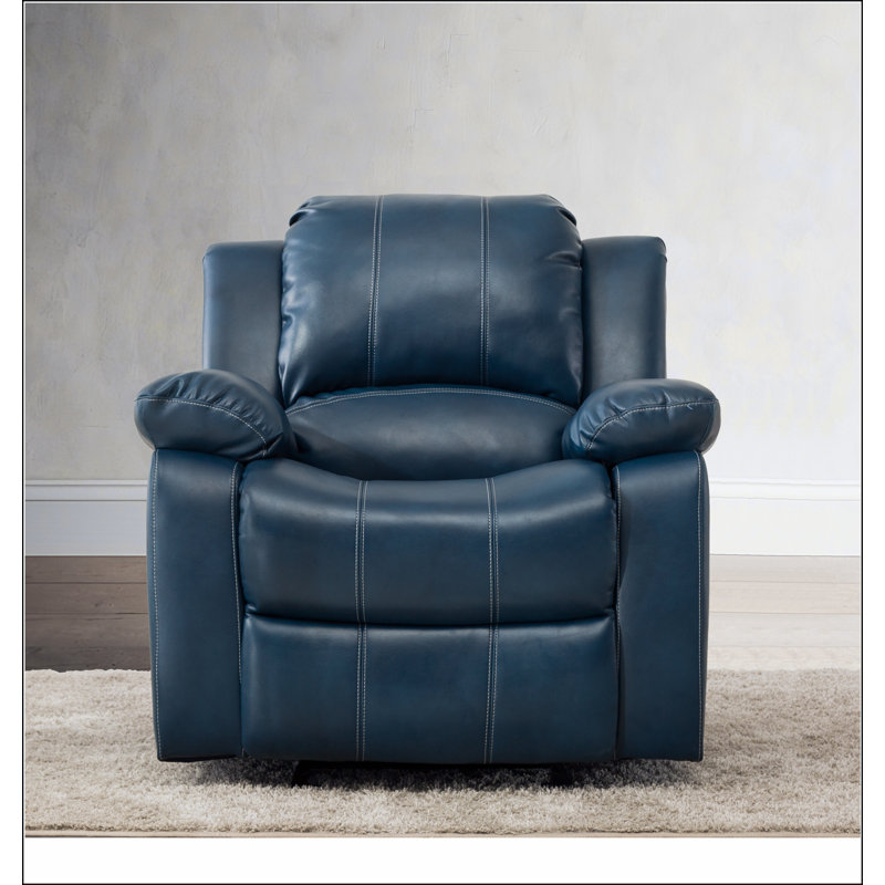 Fauteuil inclinable en cuir bleu marine Charlotte