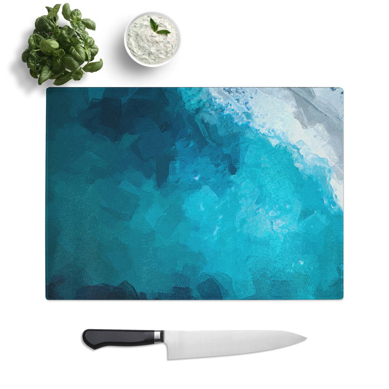 Tempered Glass Wave Against Swanbourne Beach in Abstract Chopping Board, 28.5 cm W x 20 cm L