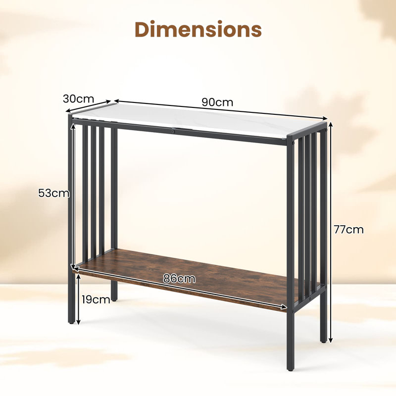 90cm Stone Top Console Table