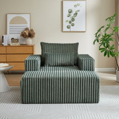 Méridienne moderne en velours côtelé avec repose-pieds amovible 62,5 po Modern