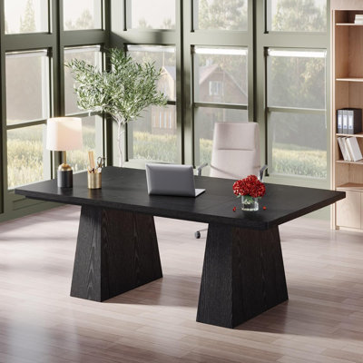 63-Inch Executive Desk With Double Pedestal, Spacious Work Surface For Modern Home And Office, Durable And Stylish Business Furniture