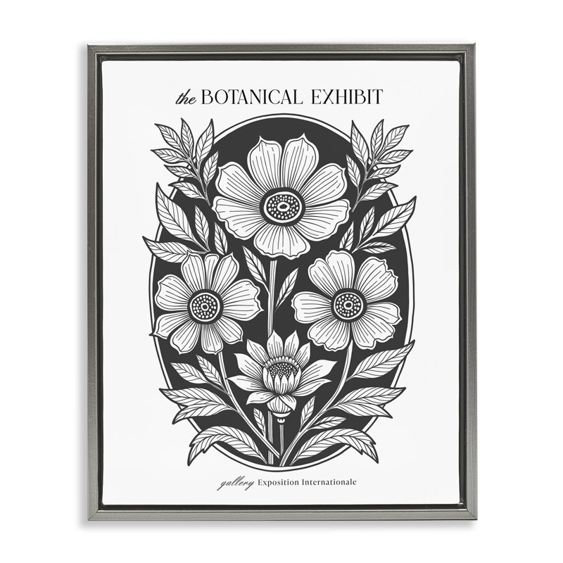 Art mural encadré en miroir avec fleurs en miroir, Cadre flottant gris lustré, H 31 po x l 25 po