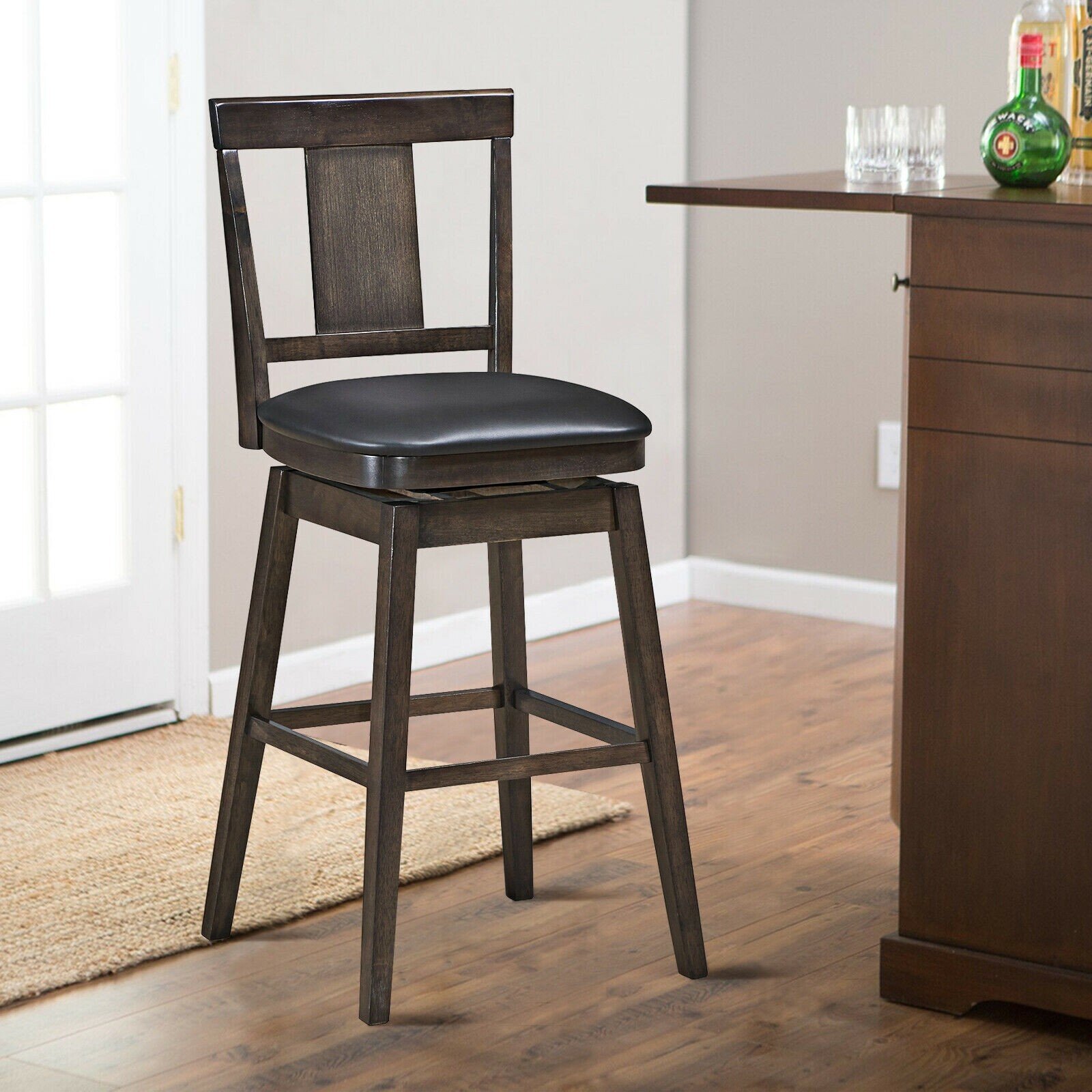 South 28 Seat Height Upholstered Bar Stool With Rubberwood Legs