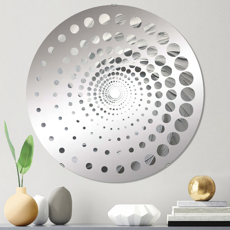 White Majestic Motion - Miroir décoratif à spirales, 24 po x 24 po