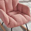 Fauteuil à bascule rose, tissu, structure en métal, design ergonomique, capacité de charge de 136 kg, dossier haut en tissu, assise