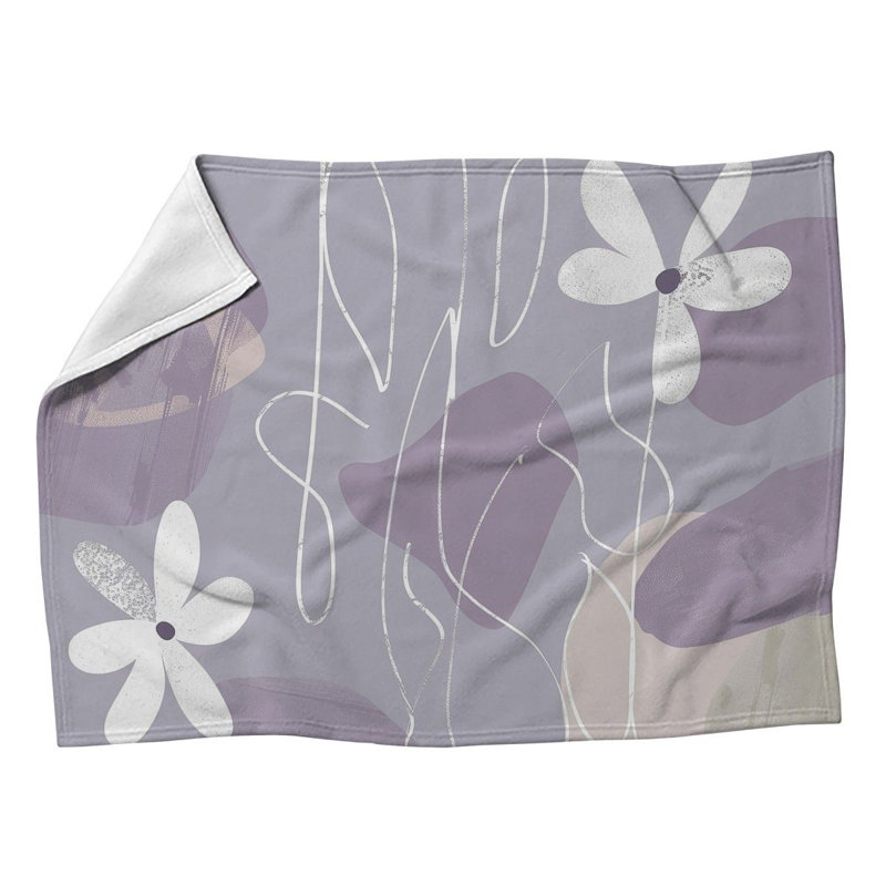 Botanical Cool Pattern Machine Printed Throw Blanket, Queen