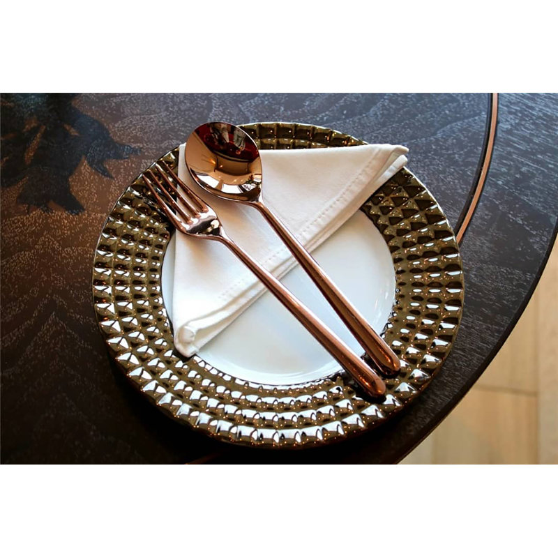 Linea Flatware Set - 43 Pieces - Ice Champagne, Black Gold