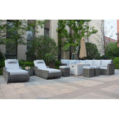 10 - Person Patio Conversation Set with Cushions