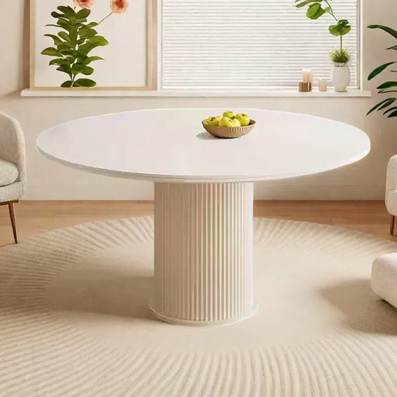 Table de salle à manger ronde moderne et simple, Blanc, H 29,53 po x L 51,18 po x l 51,18 po