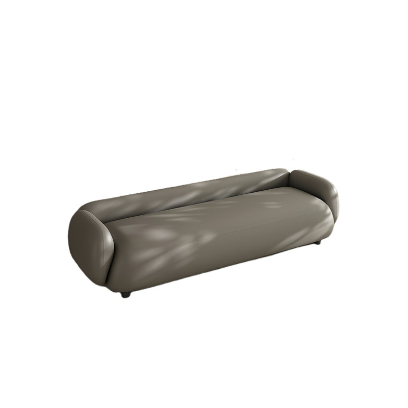 Banc rembourré en cuir Shelice, H 18,89 po x l 59,05 po x P 19,68 po, Gris