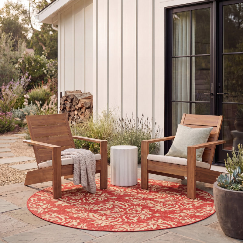 Galena Performance Ikat Indoor/Outdoor Area Rug, Round 5'3"