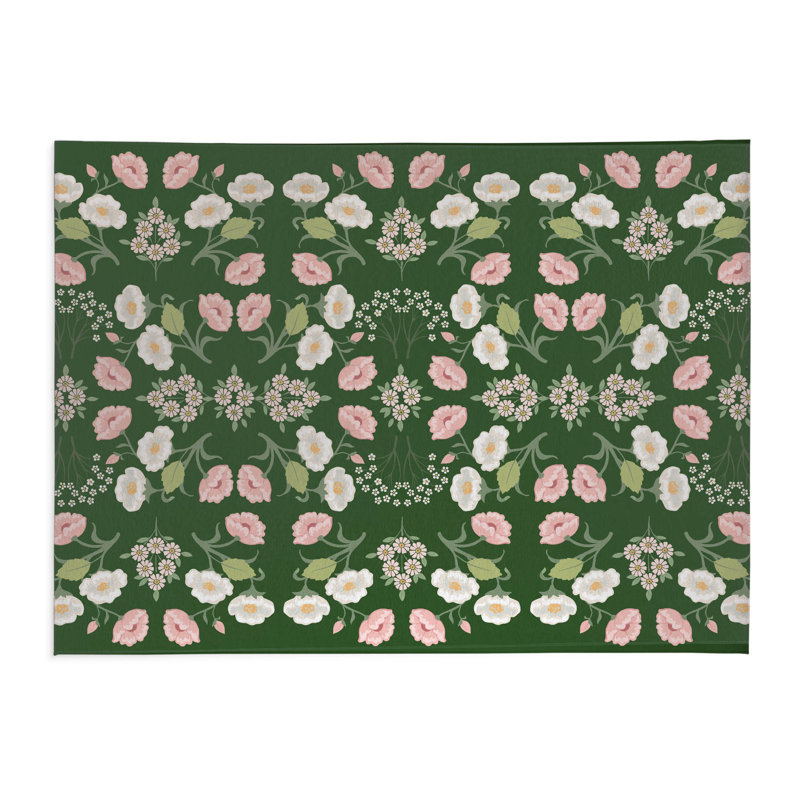 Tapis de bureau fleurs May, L 24 po x P 36 po, Vert