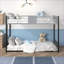 Lit superposé simple au-dessus d'un lit simple en métal, aucun sommier requis, réduction du bruit, capacité de 350 lb par lit, noir avec gris pour la chambre à coucher
