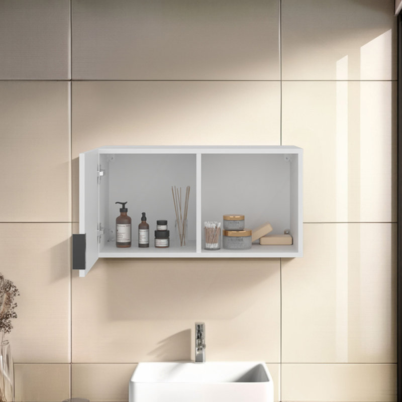 Armoire de salle de bain murale avec rangement ouvert et compartiment ouvert FM Furniture, blanc