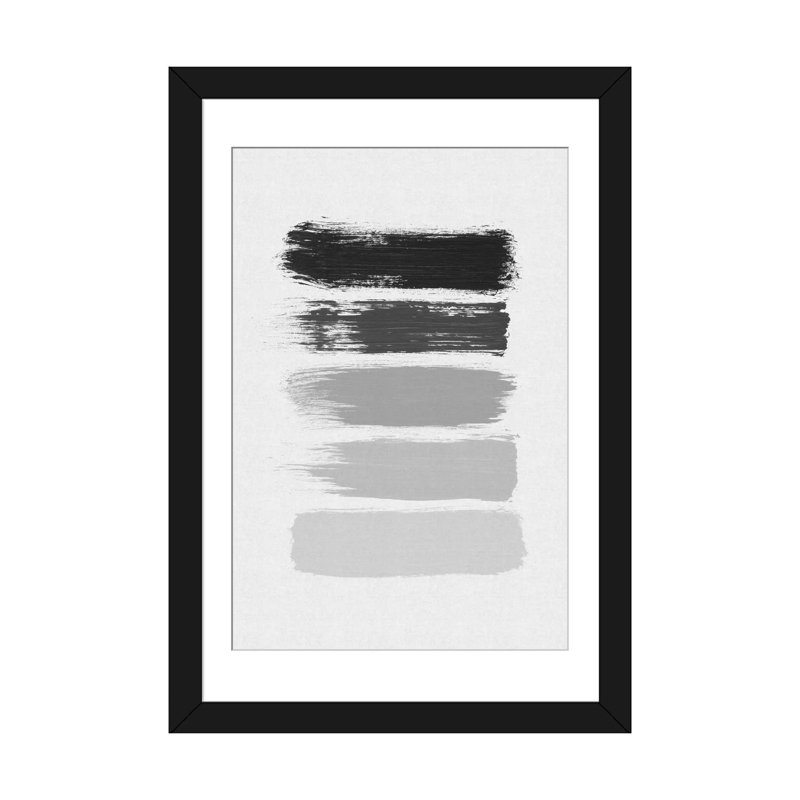 «Stripes», impression sur toile, Papier d'art encadré noir, Blanc, H 24 po x l 16 po x P 1 po