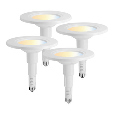 Jolux 5/6 pouces 5CCT sélectionnable éclairage encastré à DEL, paquet de 4, température de couleur réglable 2700K-5000K, intensité de la lumière à intensité variable, équivalent 60W, base E26, garniture plate, installation facile vers le bas