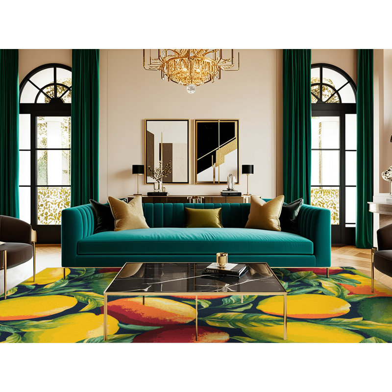  Tapis hawaïen lavable Mangoes, Carré 4 pi