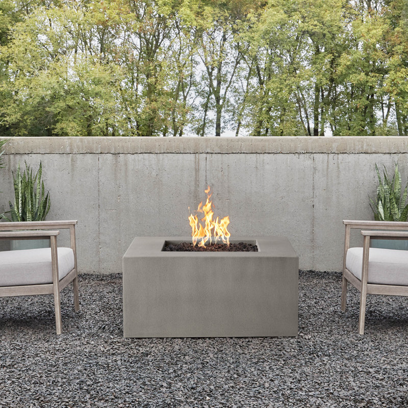 Estes Concrete Propane Fire Pit Table by Jensen Co., Flint, 19" H x 40" W x 40" D, Natural Gas