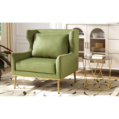 Fauteuil d'appoint moderne avec revêtement en velours, siège courbé et siège en mousse à haute densité pour la détente dans la chambre à coucher ou le coin lecture