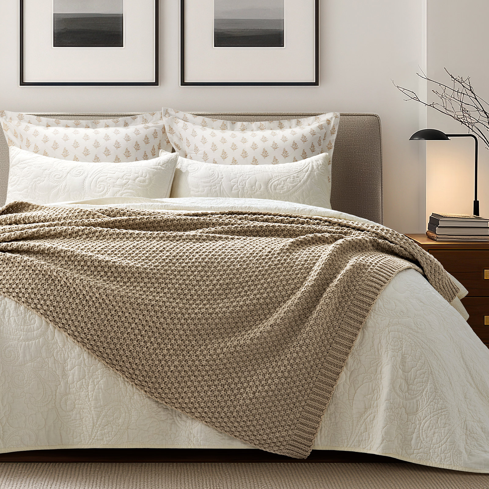 Chunky Chenille Weighted Throw Blanket, 60" L x 50" W, Sand Dune