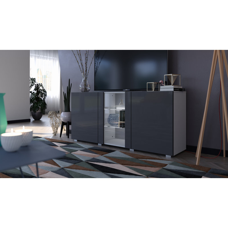 160cm Sideboard, White/Grey Gloss