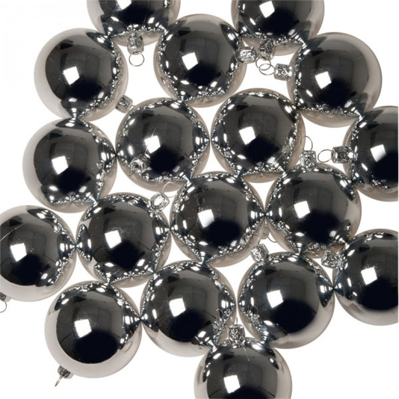 Ball Ornament, Silver Shiny, 4cm H x 4cm W x 4cm D