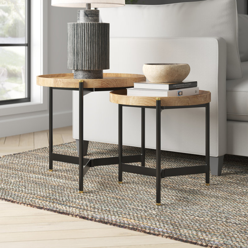 Milda Solid Wood Tray Top Nesting Tables