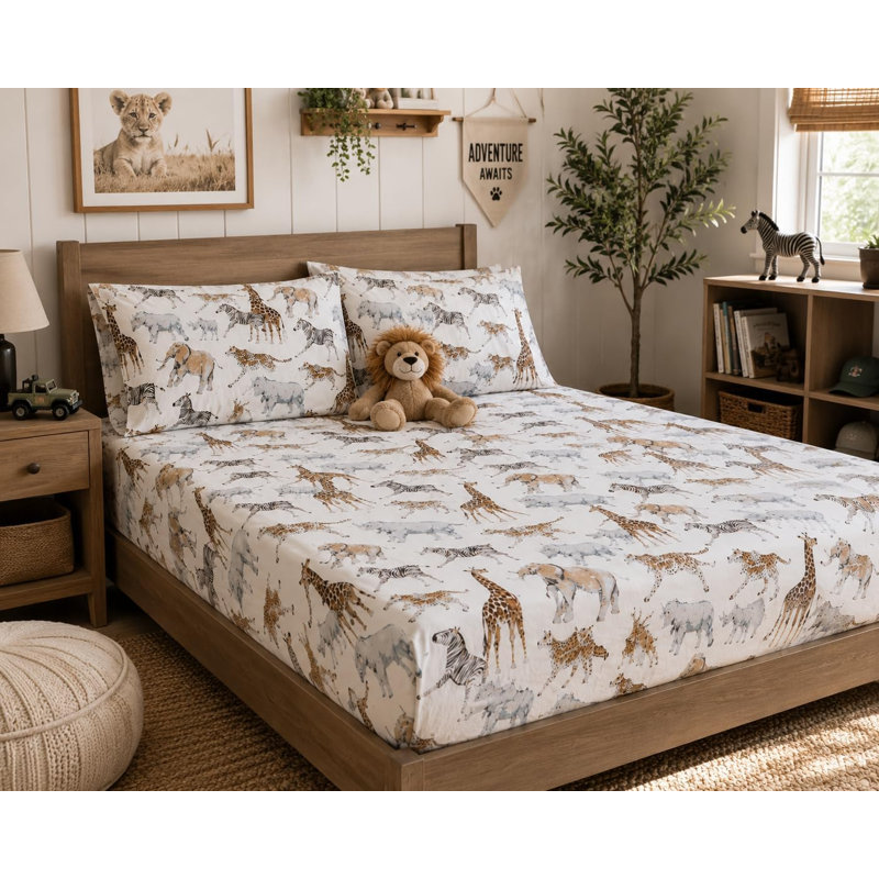 Safari Animals Jungle Adventure Bedsheet Set for Explorers - Wildlife Wonders Decor for Kids