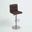 Tabouret de bar contemporain réglable en ajustable en vinyle matelassé avec base en chrome Ahlijah-29471282