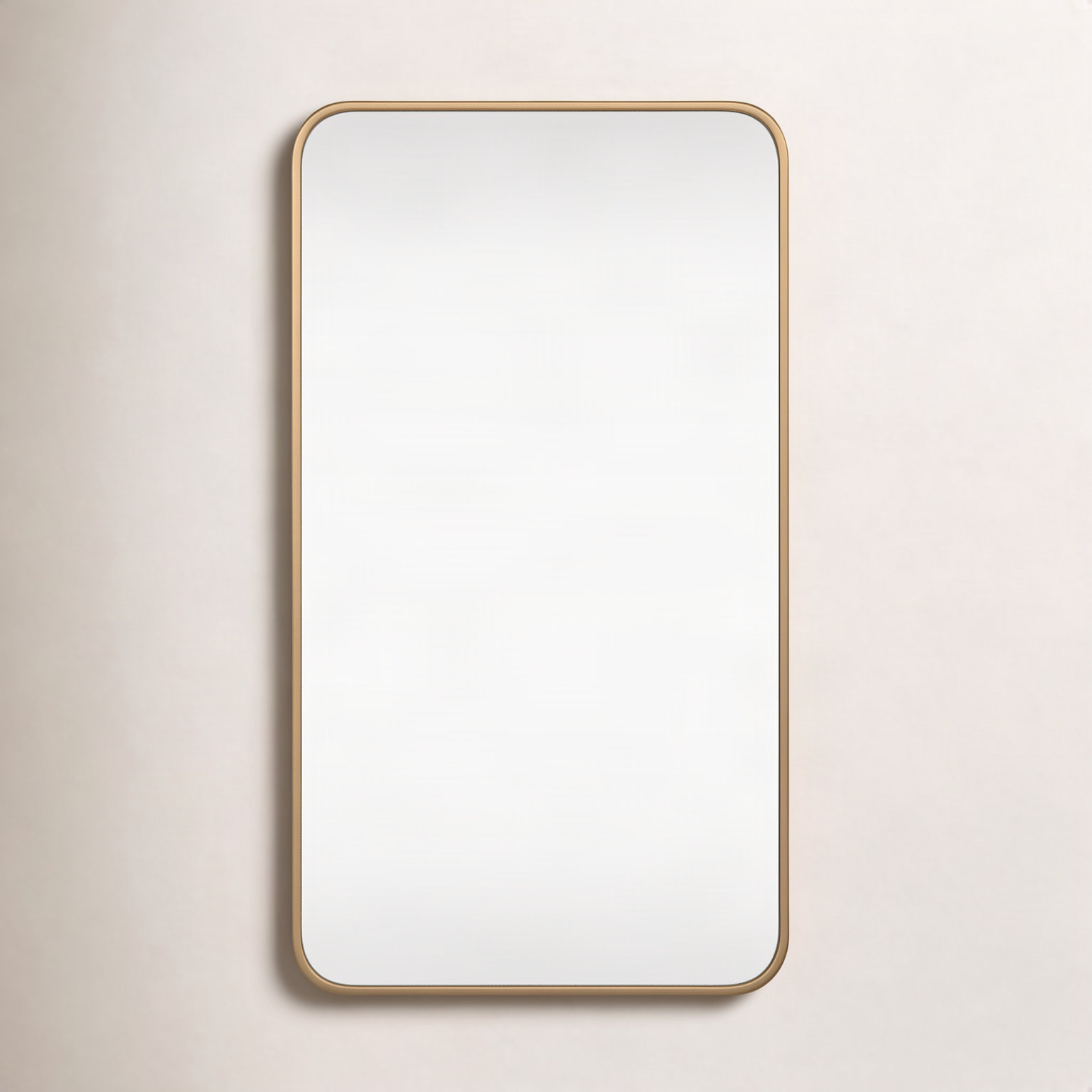 Sabine Metal Rounded Rectangle Wall Mirror, 36" x 20", Brass
