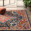 Tapis oriental en laine crocheté à la main bleu marine / orange / gris Carroll-347133743