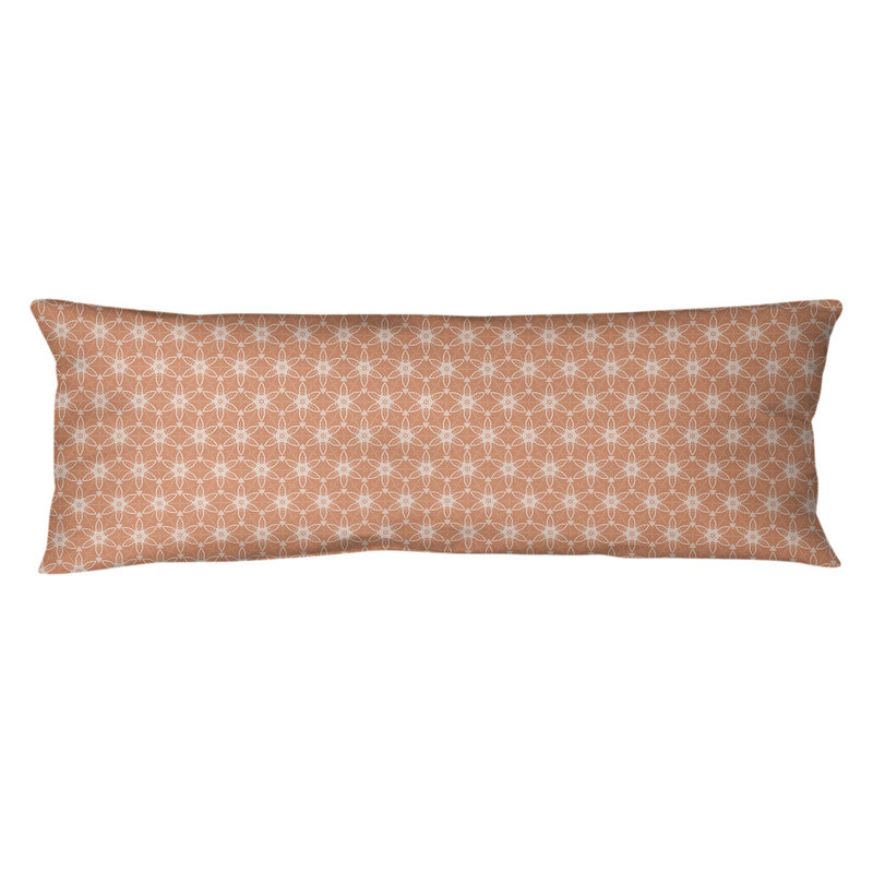 Coussin lombaire géométrique à cercles ornés, Bourre en polyester, Orange