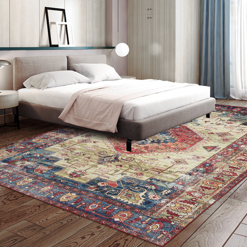 Tapis rétro antidérapant Boho, Rectangle 4pi x 6 pi