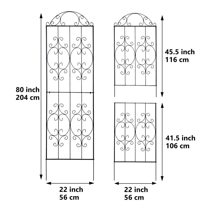 203cm H x 56cm W Metal Garden Trellis - 2 Pack, Heavy-Duty Climbing Plant Support for Roses, Vegetables & Vines - Black