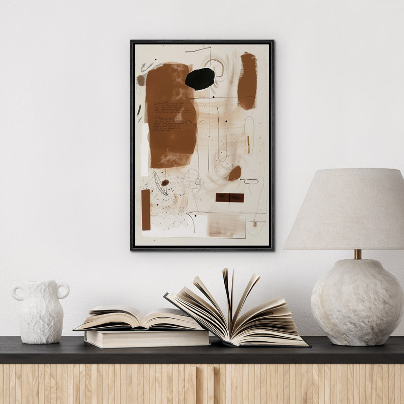 Illustration de formes abstraites brunes, H 36 po x l 24 po, Noir