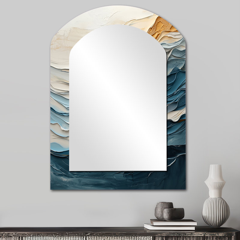 Miroir mural blanc et bleu Wave I - blanc, 34 po x 25 po